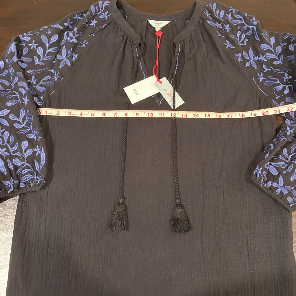NWT Voyageur by MERSEA Palermo Embroidered Luxury Gauze Maxi Black Dress–Size S - Picture 4 of 9